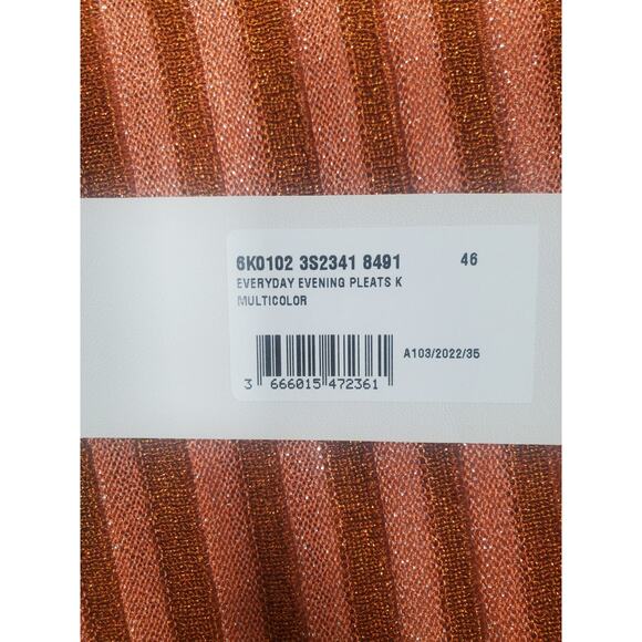 Stella McCartney Metallic Degrade Pleated Knit Midi Dress Striped key hole Sz 46 - Picture 7 of 11